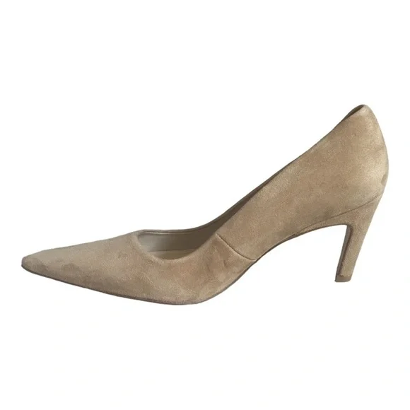 Good American Suede Point Toe Pumps Size 6 Tan Neutral Classic Leather Heels - Picture 5 of 9